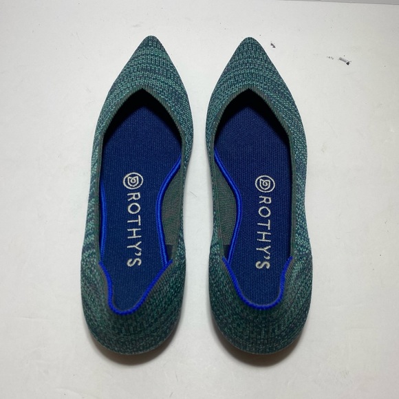 Rothy's Aqua Heather The Point Flats Blue-Green Recycled Textile Size 7 - Picture 8 of 15